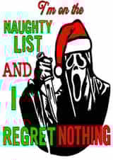 Alternative Christmas Card-Ghost face-I'm on the naughty list & I regret nothing created by Sister Resin Crafts designs 
