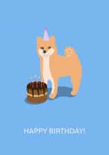 Cute Shiba Inu Happy Birthday Card - Dog lover created by sarinyaprints
