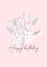 Pink Floral Bouquet Birthday Card created by sarinyaprints