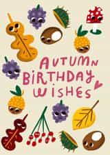 Cute Autumn Wishes Birthday Card for friend or family created by @AimeeStevens.Design