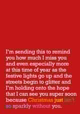 Missing You - Christmas Card - Without You - Festive Card - Long Distance created by The Right Lines