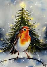 The Robin and the Tree - Traditional Christmas Card created by Rob Fuller