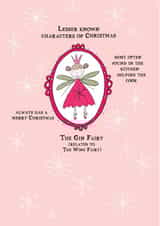 A quirky Christmas card featuring the Gin Fairy. created by Eggbert & Daisy