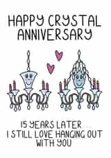 15th wedding anniversary card for husband or wife - Crystal anniversary card created by Schnauzer Scribbles