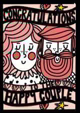 CUTE ANNIVERSARY CARD FOR THE HAPPY COUPLE. PAPERCUT STYLE CARD FOR A YOUNG COUPLE. created by NICHOLA COWDERY ILLUSTRATIONS 