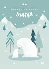 Sweet Christmas card featuring a cute polar bear and cub - Mama Bear Christmas. created by Katy Clemmans