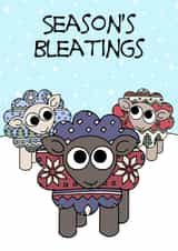 Cute Christmas Card with Sheep in Christmas Jumpers - Season's Bleatings created by Kim Onyskiw