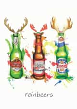 Funny Christmas card for beer drinker - Reinbeers created by Georgina Luck Illustration