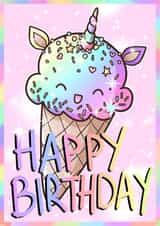 Unicorn Icecream Cone Rainbow Birthday Card created by Trickyy