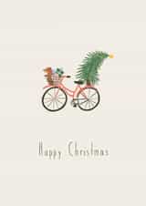 cute Christmas card - presents on bike - hand drawn created by Molly Redmond Design