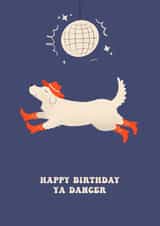 Funny birthday card - suitable for all ages - dancing dog created by Molly Redmond Design