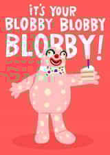Mr Blobby Noel's House Party Funny Birthday Card created by Lucy Maggie Designs