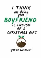 Cute Christmas Card for your significant other. "me being your boyfriend" created by IWLT