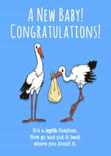 Funny congratulations card for parents of a new baby. created by Dragonfly Artworks