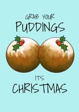 Funny Christmas Card - Puddings created by Apple Grumble Designs