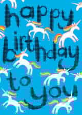 Cute happy birthday card for Unicorn fans of all ages created by Jo Brown