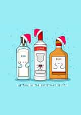 Cute alcohol themed Christmas card - Kawaii Christmas card created by Rosalie Perl