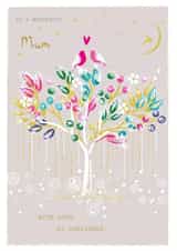 Beautiful Robins Card for Mum - Robins on Winter Berry Tree - Love at Christmas created by SABIVO Design by Sabina