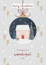 Pretty Christmas card to wish someone a Merry Christmas this season created by Sarah Hustwaite Illustration