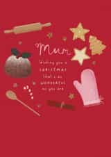 Cute Christmas baking icons card for your Mum created by Sarah Hustwaite Illustration