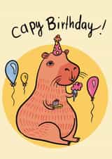 Cute Birthday Card for Capybara Lovers - Capy Birthday created by Nati Chuleta