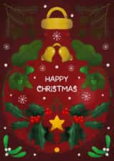 Festive red bauble Christmas card for friends and family - folk art - pretty created by Art by Reebee