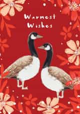 Beautiful Warm Wishes Christmas Geese - Cute Wildlife bird watercolour & pattern created by Miss Meaney's