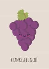 Thanks a bunch! Thank you card Cute, plants, fruit, puns, grapes, funny created by DoodleDee