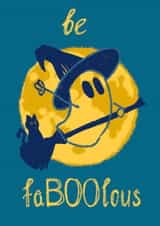 Funny Halloween greeting card - be faBOOlous created by Olga Nesterenko