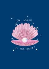 Cute Congratulations Card - The World is Your Oyster created by AmySrvc Illustration