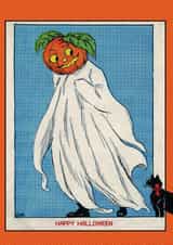 Vintage Happy Halloween Card - Retro, Pumpkin, Ghost - Spooky, Cute - Classic created by eo design & photo