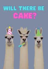 Fun birthday card to send to your llama-loving friend - will there be cake? created by GingerBeards