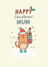 Cute Cat Christmas card for your Mum - Happy Christmas! Mum created by Jenny Seddon