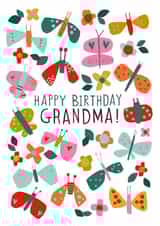 Cute Birthday Card For Grandma with Butterflies and Flowers created by Dawn Machell