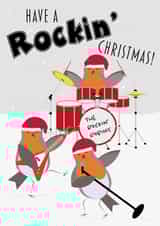 Cute Robin Music inspired Christmas Card - Have a Rockin' Christmas created by Cracking Cards!