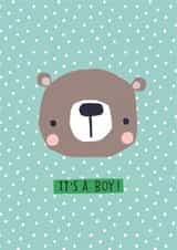 Cute Little Bear card to welcome a new baby boy into the world. created by Dawn Machell