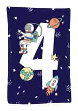 Cute Space Birthday Card for 4 year old created by Dolly and Fred