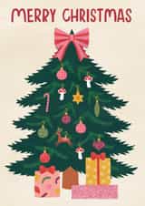 'Merry Christmas' tree and presents Christmas card created by Raspberry Blossom