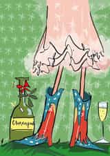 Christmas Cowboy Boots/ FOR FRIEND/ FOR MUM/FOR SISTER created by Higgledy Ink Illustration