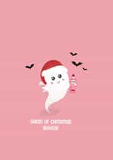 Cute Christmas Ghost Card - Ghost With Gin - Christmas Booze created by Oh So Jolie
