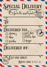 Special delivery card from the North Pole - Santa card -card to fill In yourself created by Frog & Fae