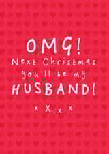 Cute Christmas card for fiancé - Next year you'll be my husband created by Bow & Bell