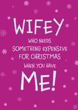 Make Your Wife Smile - Wifey Who Needs Something Expensive Christmas Card created by Designed by Woobrew