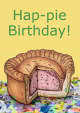Funny Birthday Card - Pork pie - Hap-pie Birthday created by Charlie - Cherry Pie Lane