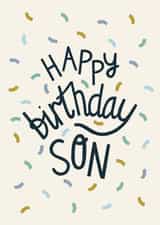 Happy Birthday Son - Cool Pastel Confetti Card for Son created by Christine Cuddihy Illustration