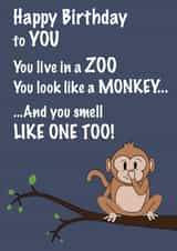 Cheeky Funny | Childish | Monkey Zoo | Birthday Card created by Pottsy Prints
