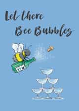 Cute Bee Celebration Card For Friends and Family – Let There Bee Bubbles created by Helen Morgan Illustration