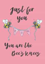 Cute Bee Birthday Or Mothers Day Card - Tell Her She's The Bee's Knees created by Helen Morgan Illustration