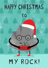 Christmas card for partner - Rock in a Santa hat - Happy Christmas to My Rock! created by Wren Childs