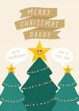 Cute Christmas Card For Dad From Kids - Stars And Trees - Merry Christmas Daddy created by Painted Parasol Studio